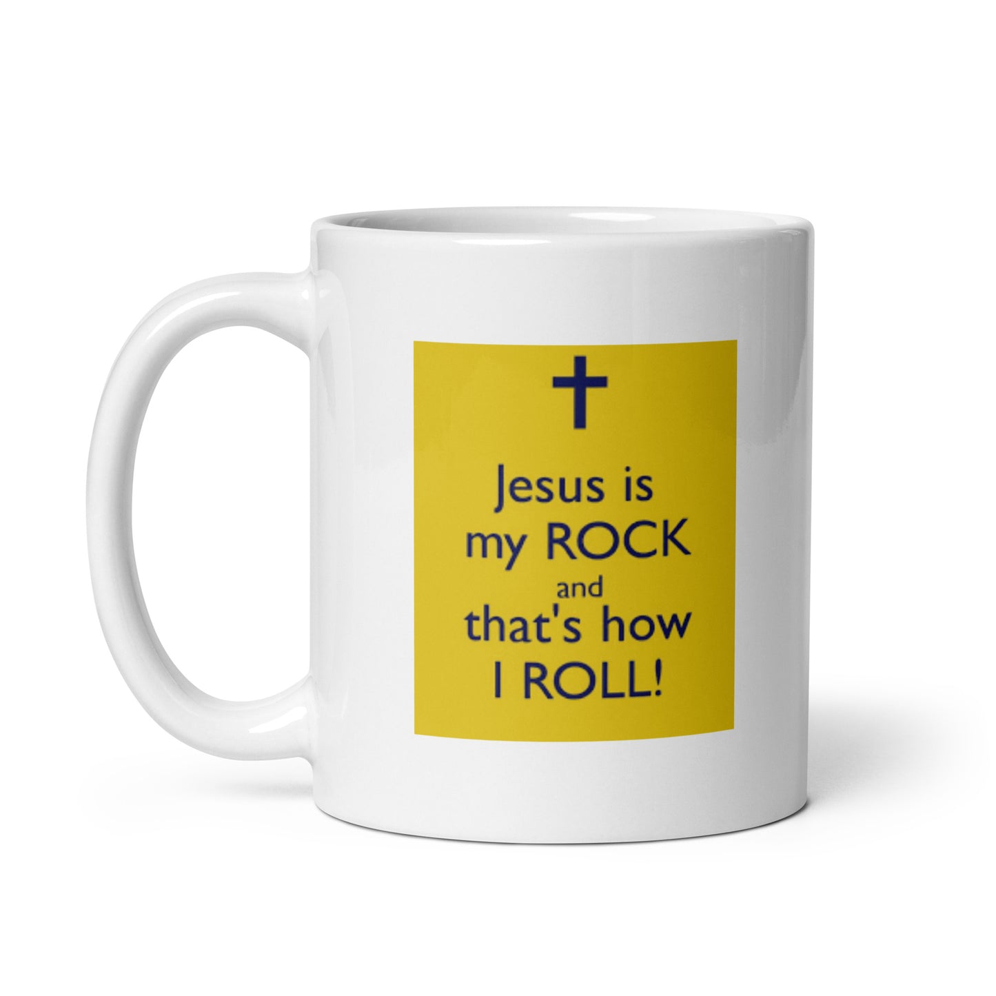 Jesus is My Rock White Glossy Mug
