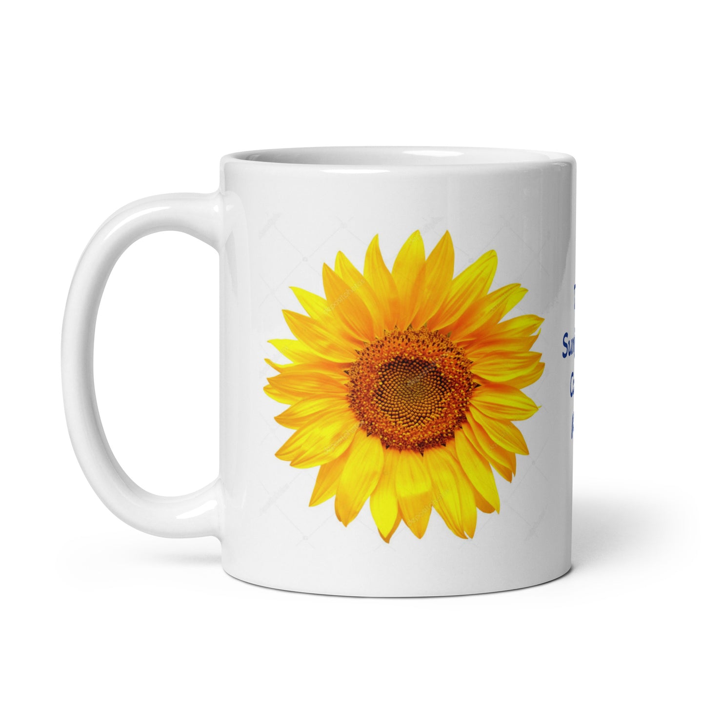 Sunflower Design White Glossy Coffee Mug