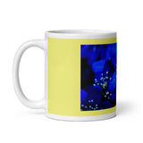 Blue Flower Design White Glossy Coffee Mug