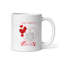 Happy Valentine Day White Glossy Mug with Hearts