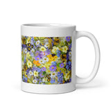 Assorted Flower Design White Glossy Mug