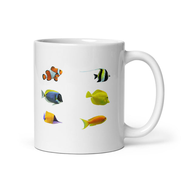 Colorful Fish Design White Glossy Mug