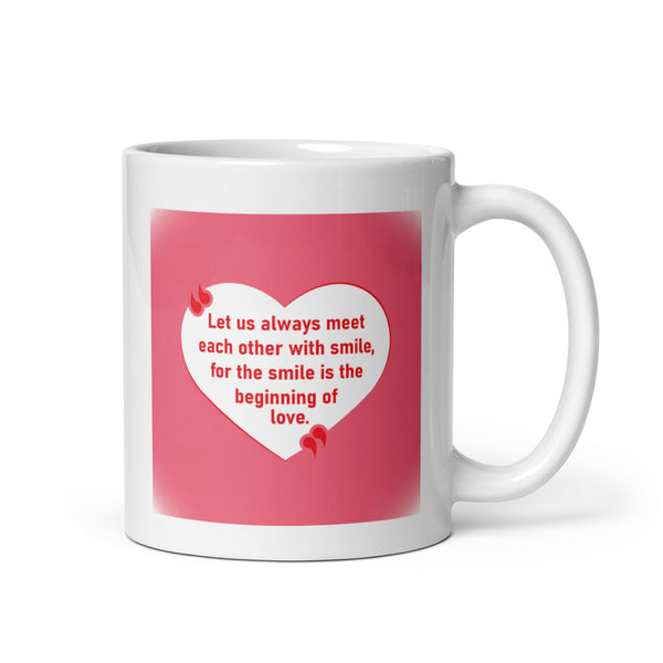 A Smile Turns into Love Design White Glossy Mug