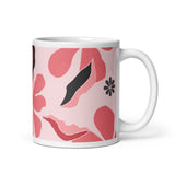 Abstract Flower Design White Glossy Mug