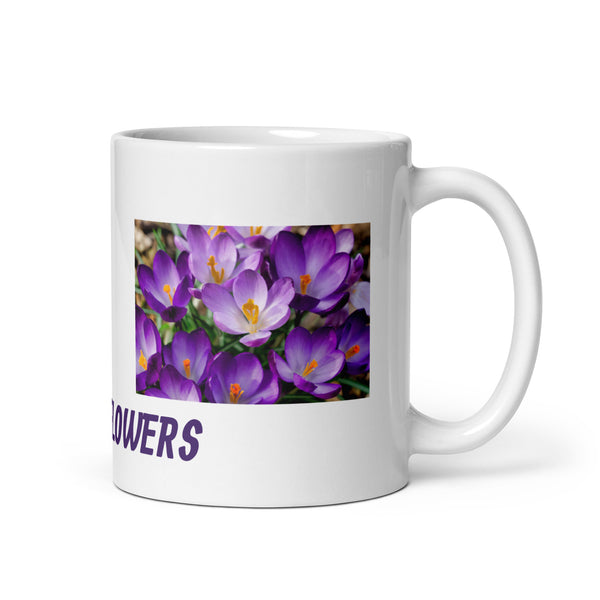 Crocus Flower Design White Glossy Coffee Mug