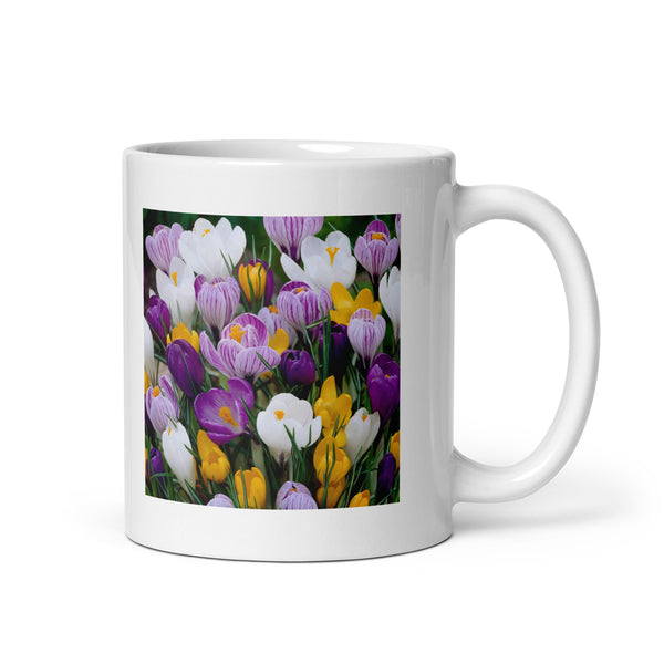 Crocus Flower Design White Glossy Coffee Mug