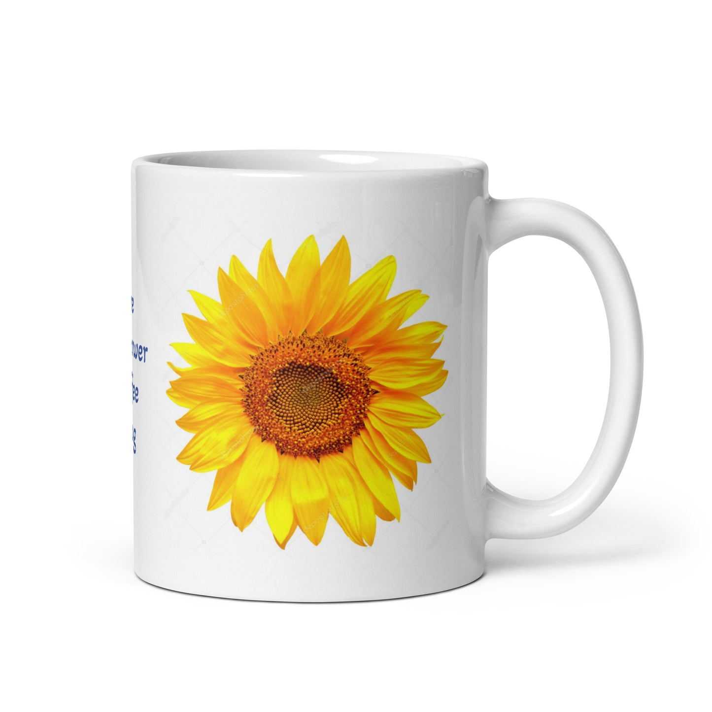 Sunflower Design White Glossy Coffee Mug