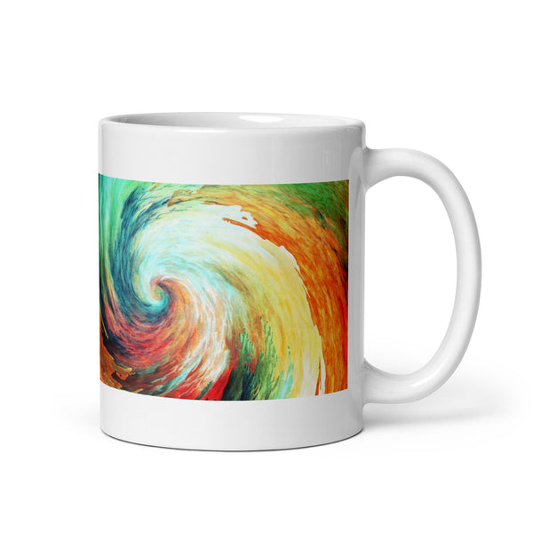Abstract Hurricane Art Design White Glossy Coffee Mug