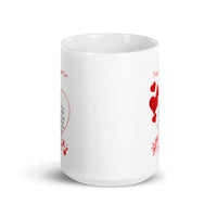 Happy Valentine Day White Glossy Mug with Hearts
