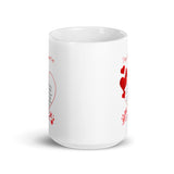 Happy Valentine Day White Glossy Mug with Hearts