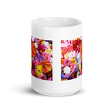 Colorful Flower Design White Glossy Mug