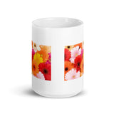 Colorful Flower Design White Glossy Mug