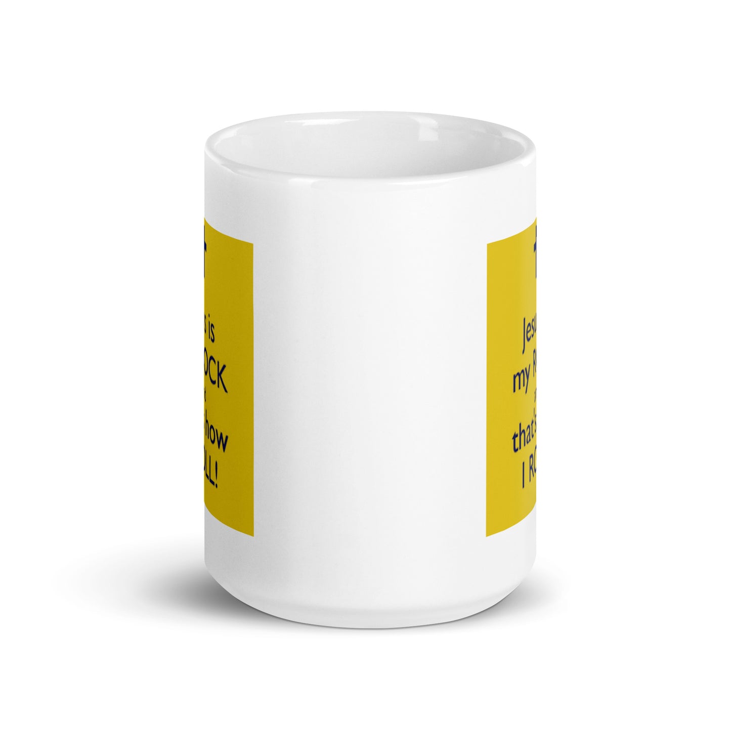 Jesus is My Rock White Glossy Mug