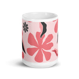 Abstract Flower Design White Glossy Mug