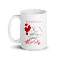 Happy Valentine Day White Glossy Mug with Hearts