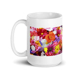 Colorful Flower Design White Glossy Mug