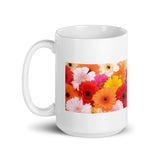Colorful Flower Design White Glossy Mug