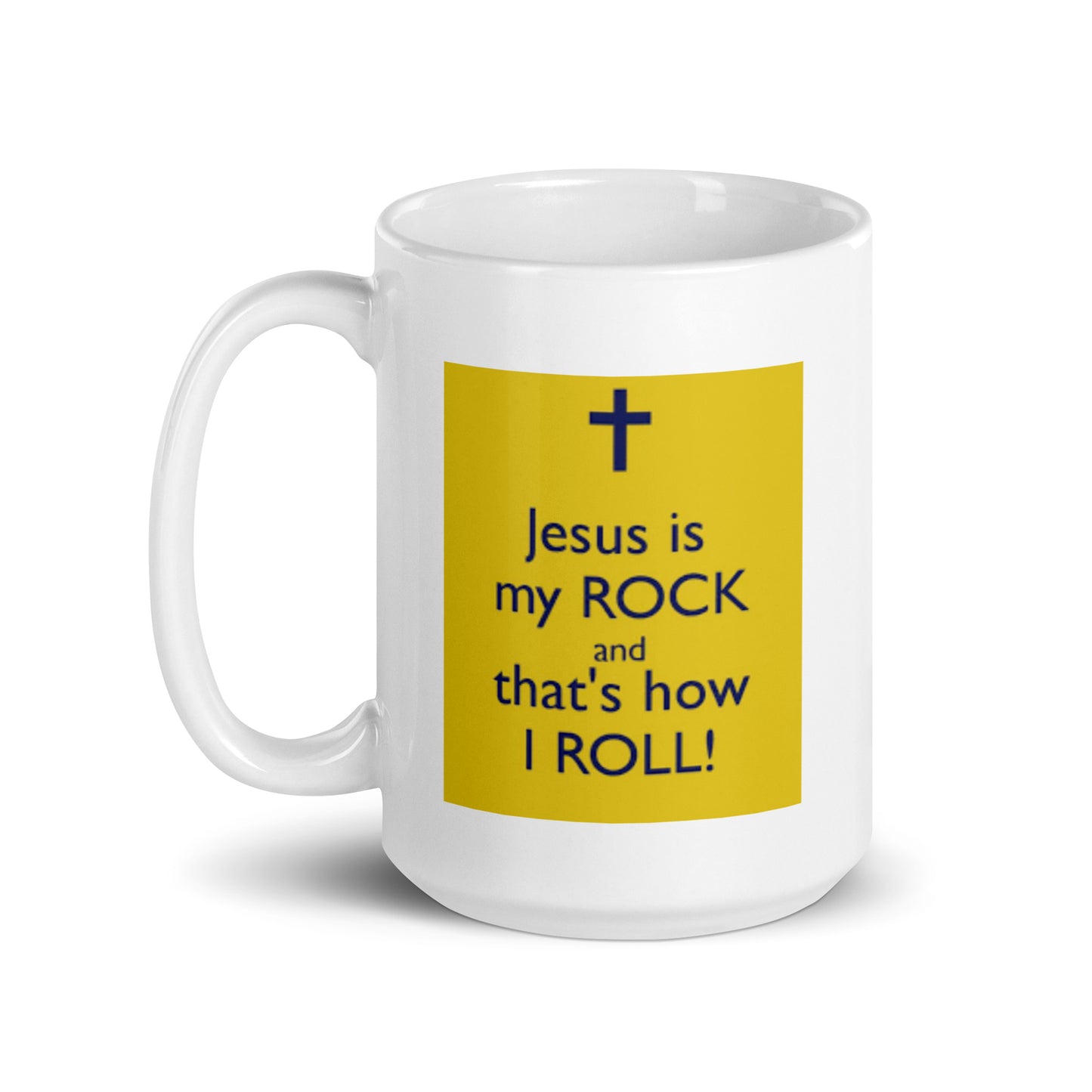 Jesus is My Rock White Glossy Mug