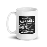 Happiness Buying a Fishing Pole White Glossy Mug
