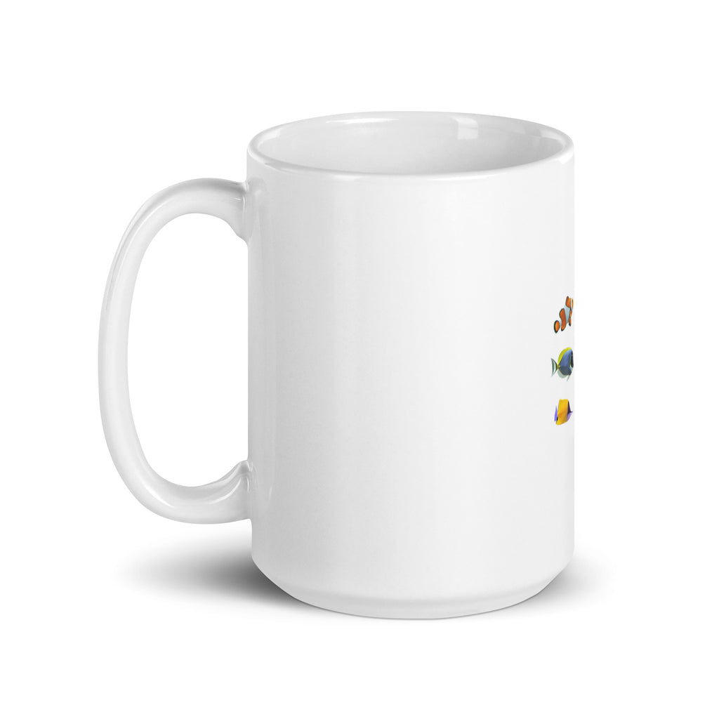 Colorful Fish Design White Glossy Mug