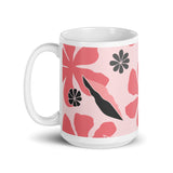 Abstract Flower Design White Glossy Mug