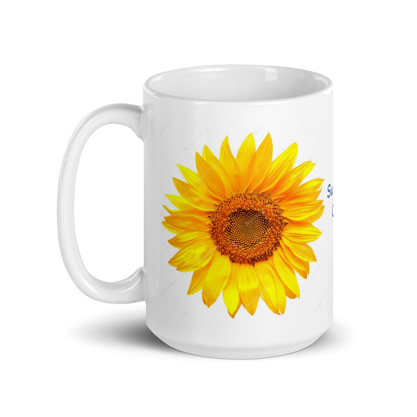 Sunflower Design White Glossy Coffee Mug