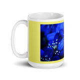 Blue Flower Design White Glossy Coffee Mug