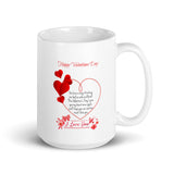 Happy Valentine Day White Glossy Mug with Hearts