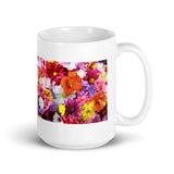 Colorful Flower Design White Glossy Mug