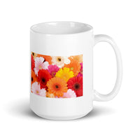 Colorful Flower Design White Glossy Mug