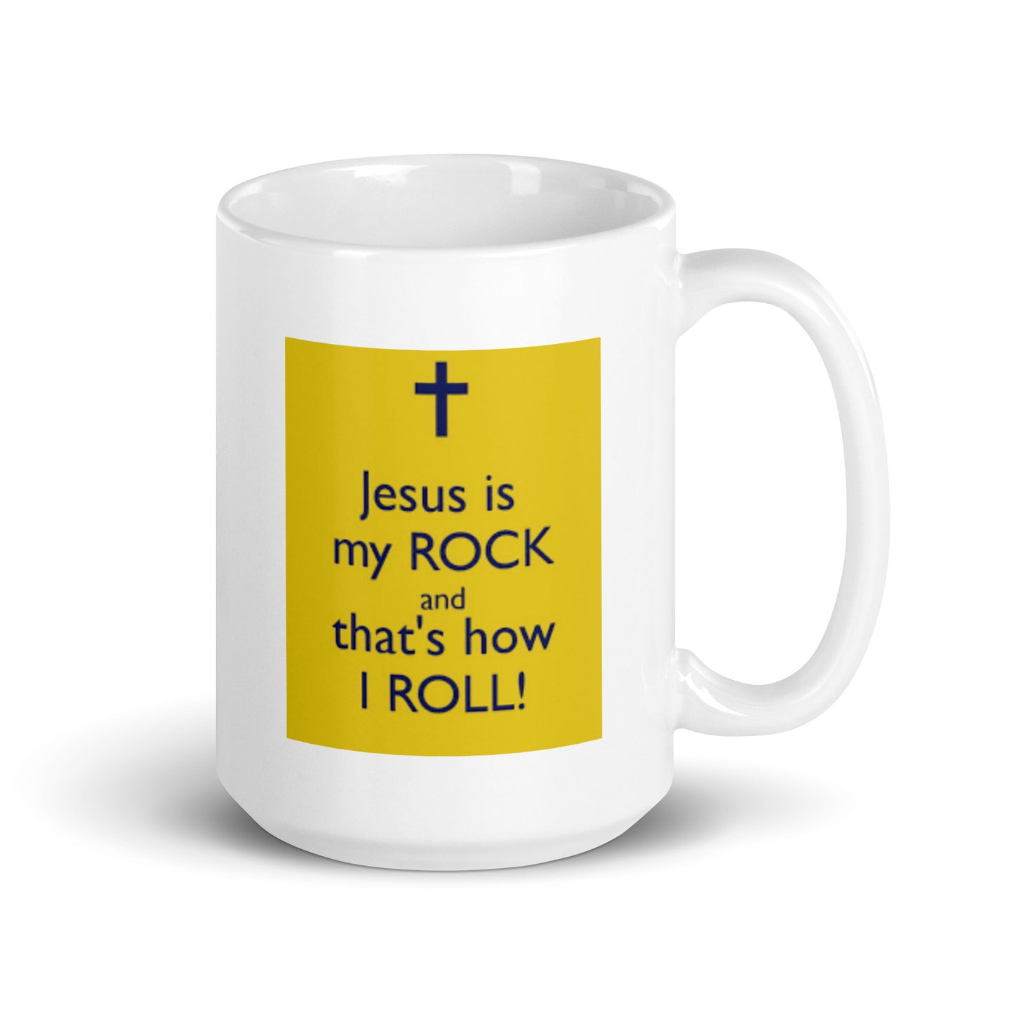 Jesus is My Rock White Glossy Mug