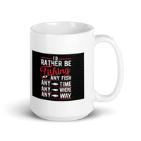 I Rather Be Fishing White Glossy Mug