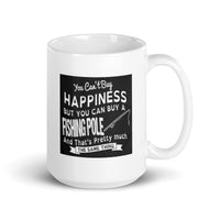 Happiness Buying a Fishing Pole White Glossy Mug