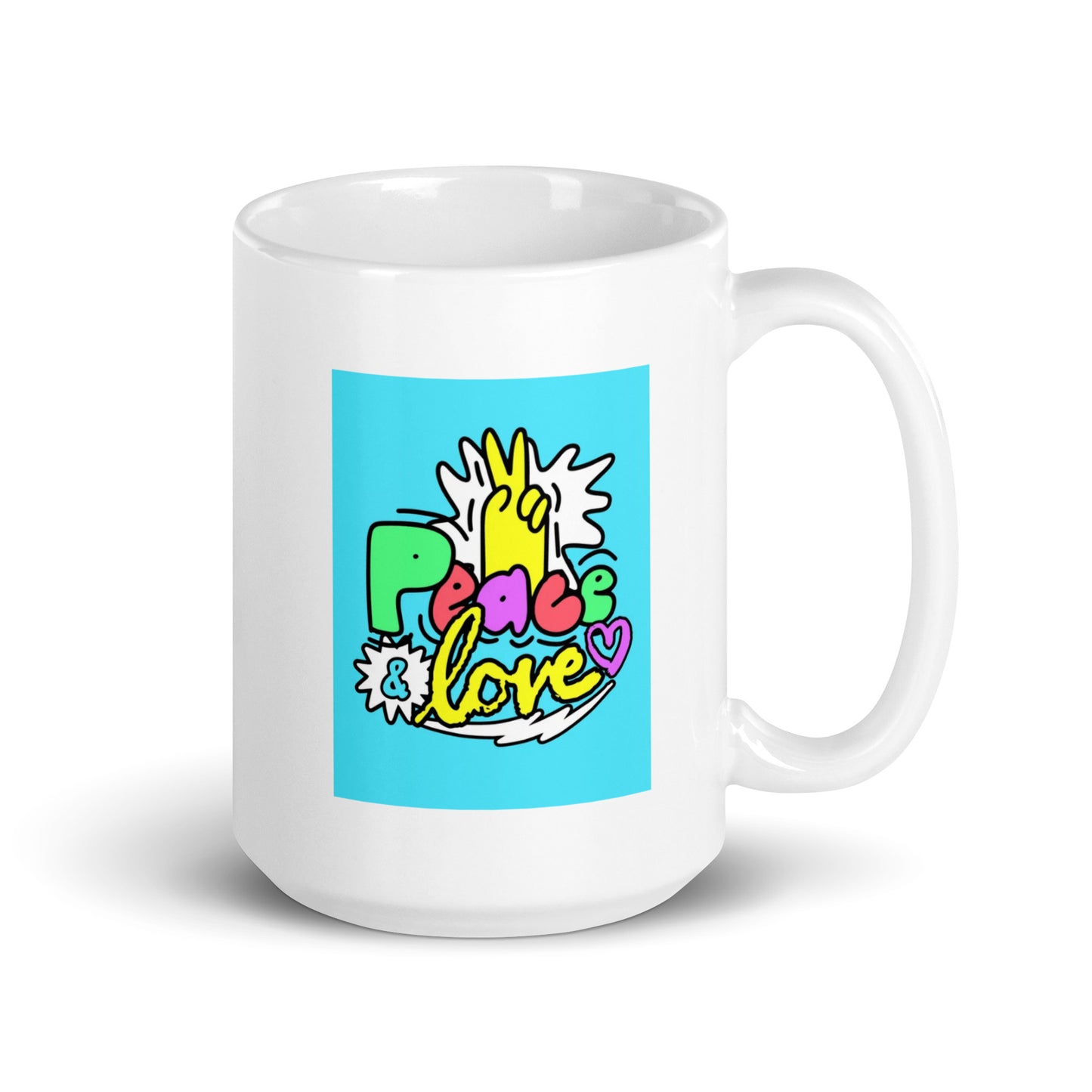 Peace and Love Design White Glossy Mug