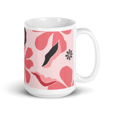 Abstract Flower Design White Glossy Mug