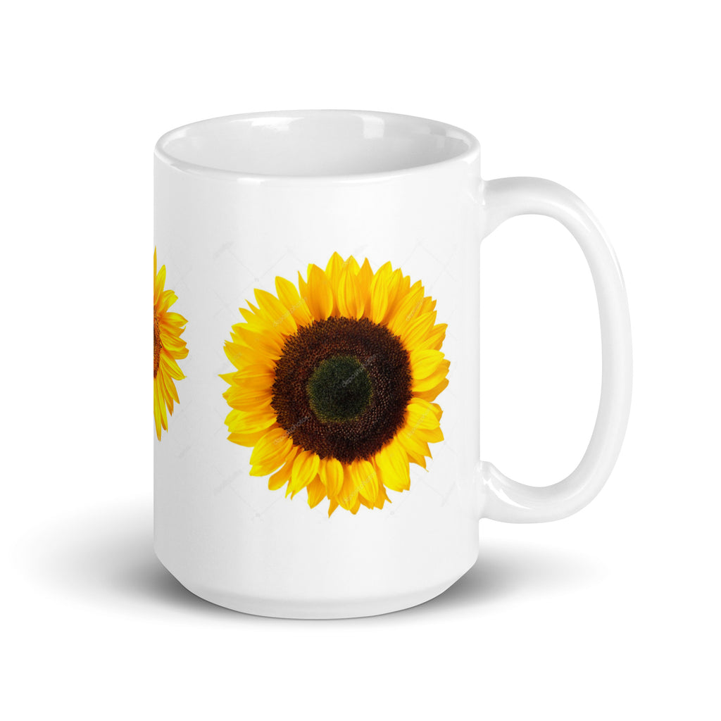 Sunflower Design White Glossy Coffee Mug