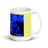 Blue Flower Design White Glossy Coffee Mug